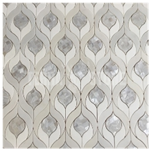 Water Jet Marble Mosaic Raindrop Pattern Bathroom Tile