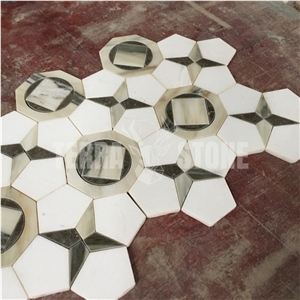 Water Jet Mosaic Tiles Octagon Marble Bathroom Floor Tile