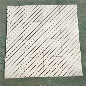 Waterjet Marble Mosaic Thassos Stone Stainless Steel Tile