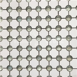 Waterjet Marble Mosaic Tile With Glass Dots For Bathroom