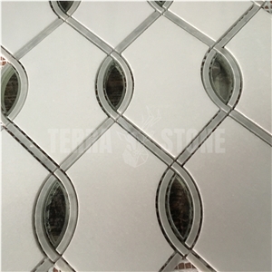 Waterjet Marble Mosaic With Mirror Glass Lantern Tile