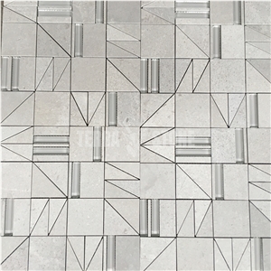 Waterjet Mosaic Cinderella Grey Marble Glass Kitchen Tile
