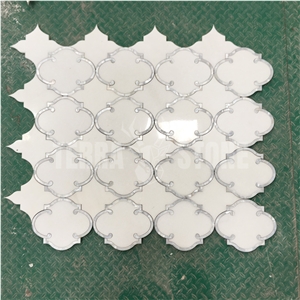 Waterjet Mosaic Lantern Marble Shell Backsplash Wall Tile
