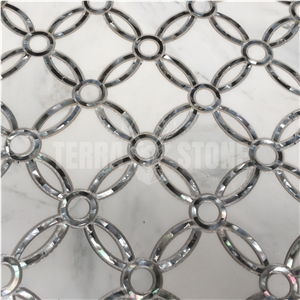 Waterjet Mosaic Marble Mother Pearl Of Shell Bathroom Tile