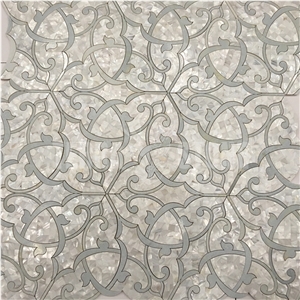 Waterjet Mosaic Mother Pearl Of Shell Mosaics Blue Marble