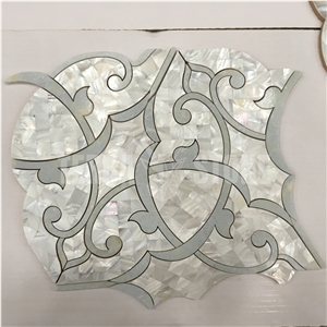 Waterjet Mosaic Mother Pearl Of Shell Mosaics Blue Marble