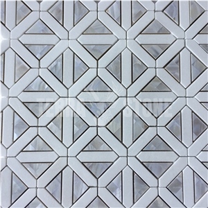 Waterjet Mosaic Thassos Marble Geometry Mosaics Tile