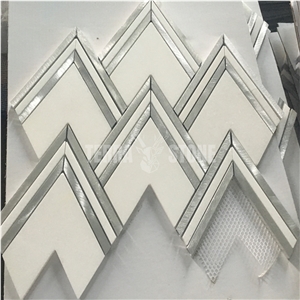 Waterjet Mosaic Triangle Marble With Aluminium Shower Tile
