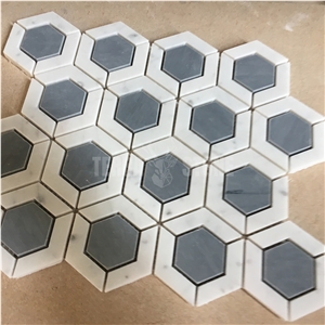 White Marble Mosaic Hexagon Kitchen Tile For Backsplash