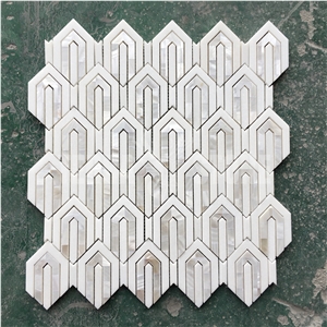 White Marble Mosaic Water Jet Mother Pearl Shell Mosaic