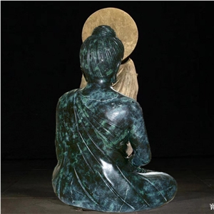 Green Marble Statue Of Gandhara Buddha Sitting 80Cm