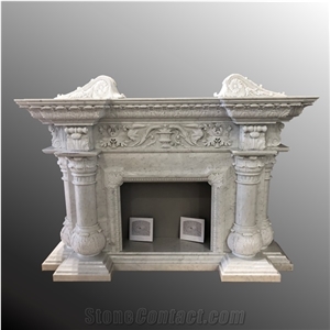 Italy Classic Carving Fireplace In Carrara Marble