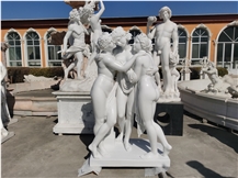 The Graces Fairy Sculpture In White Marble