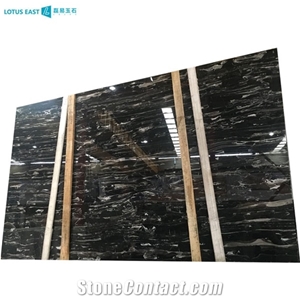 Chinese Polished Black Marble Silver Dragon Marble