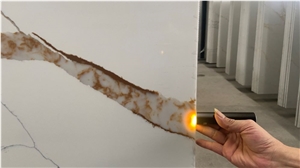 Gold Vein Transparent Engineered Artificial Quartz Slab&Tile