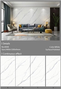 New Calacatta White Artificial Sintered Stone Slabs For Wall