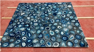 Blue Agate Stone Slabs Semiprecious Stone Tiles