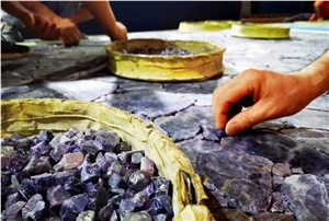 Purple Agate Stone Slabs Semiprecious Stone For Table Tops