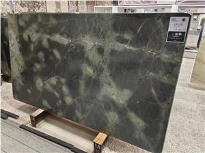 China Peacock Green Marble Slabs ,Verde Forest Green Slabs