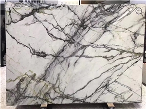 Clivia Green Veins White Marble Slab, Cheap Price Marble