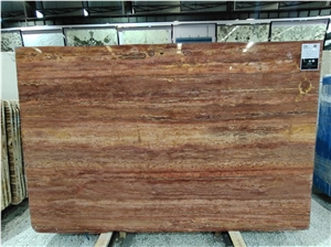 Red Travertino Persiano Rosso Slabs, Exotic Red Travertine