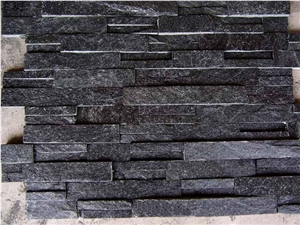 Black Quartzite Wall Cladding Veneer, Ledge Panels