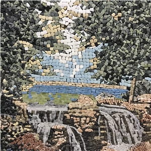 Mosaic Oil Painting Replica Pattern Scenery Mural Mosaic