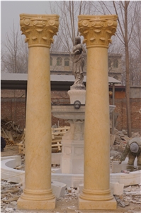 Round Roman Column Design Natural Stone Beige Marble Pillars