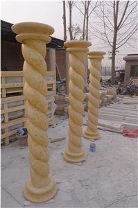 Round Roman Column Design Natural Stone Beige Marble Pillars