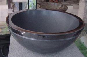Wholesale Cheapest Natural Black Marble Round Sink