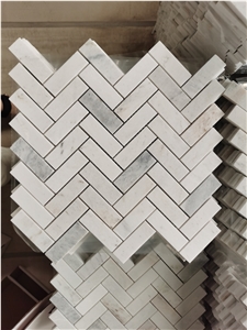 Arabescato White Marble Subway Mosaic Tiles