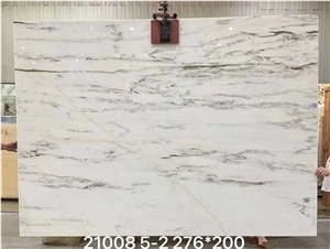 Chinese Calacatta White Marble Flowing Veins Slabs And Tiles