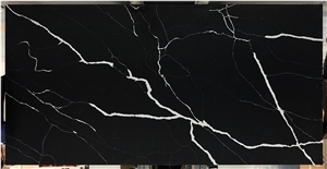 Polished Black White Lighting Quartz Stone