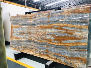 Multicolor Blue Red White Yellow Gold Onyx Slab For Wall