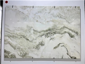 Nonopaque Landscape Painting Marble Stone Grey Gold Color