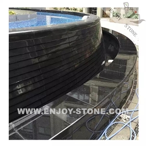 Black Granite Arc-Shaped Pool Deck Surround Coping Tiles