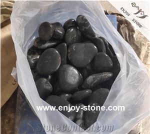 Pebble/River Stone, Landscaping/Garden Stone, Black,Polished