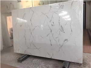 Calacatta White Quartz Artificial Stone Slabs, High Quality