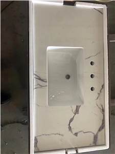 Calacatta White Quartz Bathroom Countertop Vanity Tops