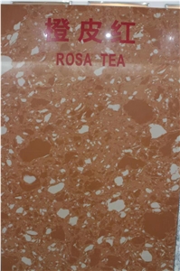 Red Artificial Marble, Rosa Tea Quartz Engineered Stone