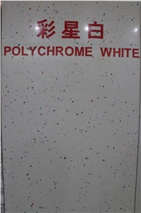 White Artificial Quartz Slabs, Polychrome White Quartz, Engineered Stone
