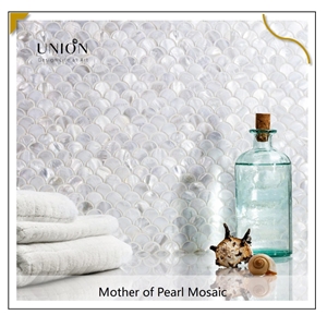 UNION DECO White Mother Of Pearl Fish Scale MOP Mosaic Tile