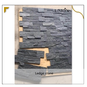 UNION DECO Black Quartzite 18X35 Veneer Culture Stone Panel