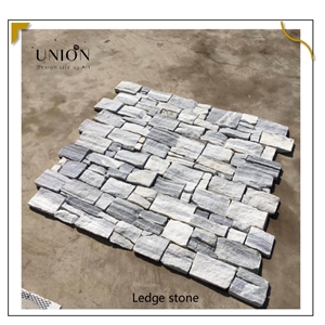 UNION DECO Cloudy Grey Quartzite Ledge Stone With Mesh Back