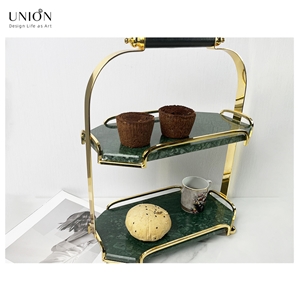 UNION DECO Metal Bracket Marble Cake Tray Cupcake Stand