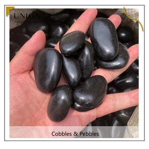 UNION DECO Polished Black Pebble Stone For Garden Decoration