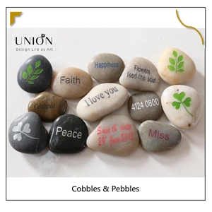 UNION DECO Polished Cobble Customized Wish Word Pebble Stone