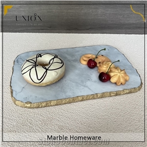 UNION DECO White Marble Serving Tray For Appetizer Dessert
