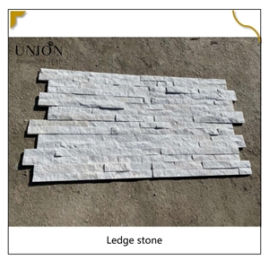 UNION DECO White Quartzite Ledge Stone Veneer Stacked Stone