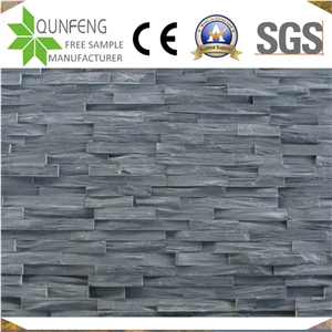 China Split Stacked Stone Wall Panel Dark Grey Slate Ledger
